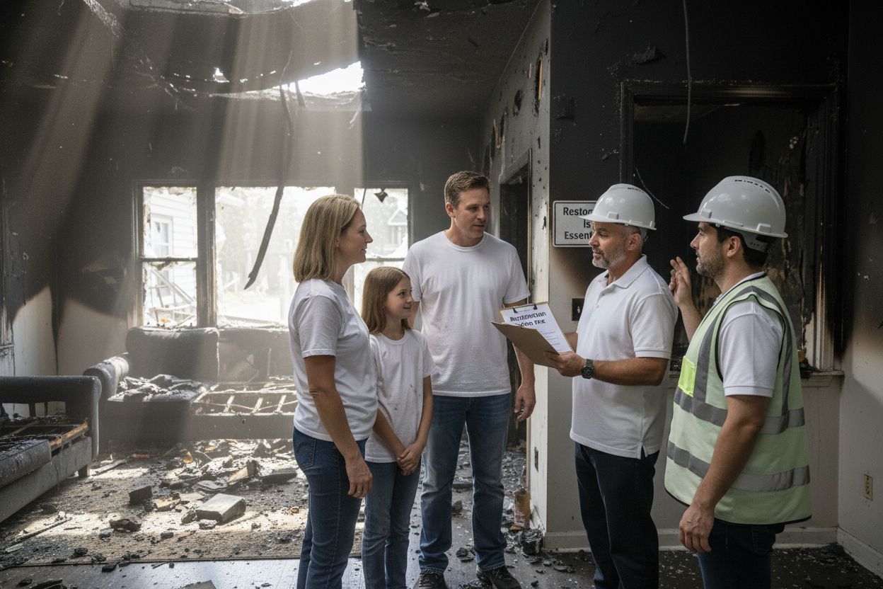 fire restoration aftermath family